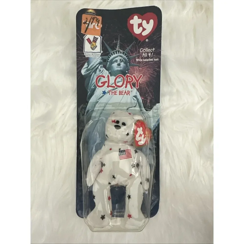 Ty Teenie Beanie Baby Glory the Bear USA 1999 Mcdonalds‎ new sealed in plastic